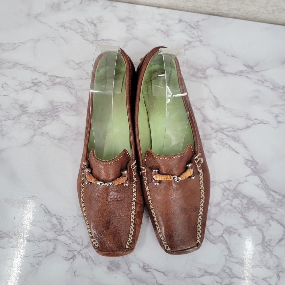 Italian Leather Driving Loafers Shoes Vintage Euro Size 36 Moccasins - Picture 3 of 10